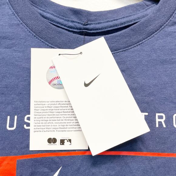 Nike Men's Houston Astros Navy Team Swoosh Lockup Short Sleeve T Shirt Size S - Picture 3 of 5